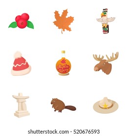 Country Canada icons set. Cartoon illustration of 9 country Canada vector icons for web