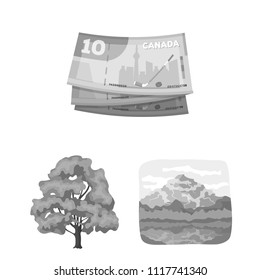 Country Canada monochrome icons in set collection for design. Canada and landmark vector symbol stock web illustration.