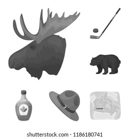 Country Canada monochrome icons in set collection for design. Canada and landmark vector symbol stock web illustration.