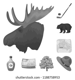 Country Canada monochrome icons in set collection for design. Canada and landmark vector symbol stock web illustration.