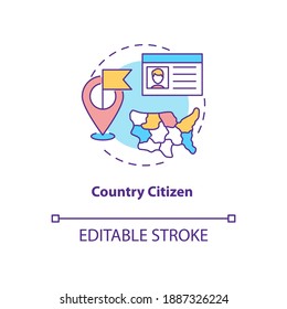 Country Citizen Concept Icon. Online Voting Requirement Idea Thin Line Illustration. Legal Status. Citizenship. Nationality. Naturalization. Vector Isolated Outline RGB Color Drawing. Editable Stroke