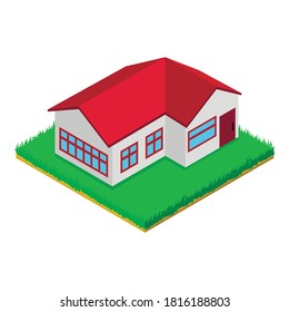 Country cottage icon. Isometric illustration of country cottage vector icon for web
