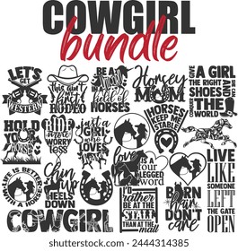 Country Cowgirl Vector Designs Bundle