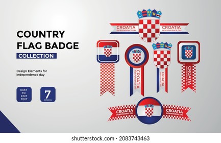 Country of croatia flag badge collection, croatia flag label design collection