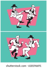 Country Dancers Vector Design.
Set of two illustrations of a pair of country dancers in different poses.