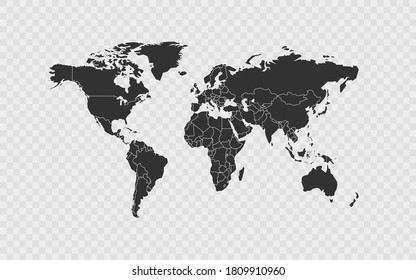 Country detailed world maps Political infographics template isolated on transparent background, vector for web site