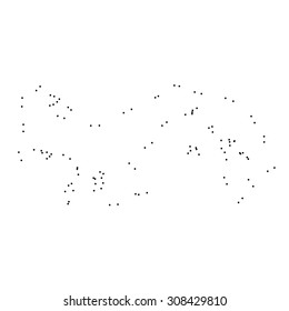 A Country Dotted Outline Isolated on White Background of teh Country of  Panama