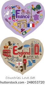 Country elements with heart shape vector