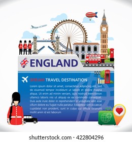 Country England travel vacation guide of goods, places and features. Set of Info graphic Element / icon / Symbol , Vector Design