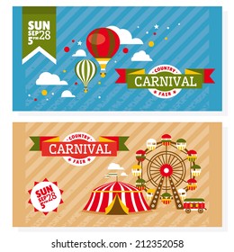 Country fair vintage invitation cards vector illustration