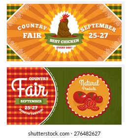 Country fair vintage invitation cards vector illustration