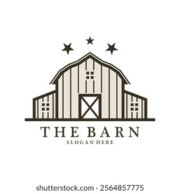 Country Farmhouse or Farm Barn Logo Illustration Design. Vintage Logo Design Isolated on Background.