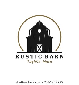 Country Farmhouse or Farm Barn Logo Illustration Design. Vintage Logo Design Isolated on Background.
