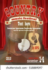 Country festival vertical poster with red lanterns