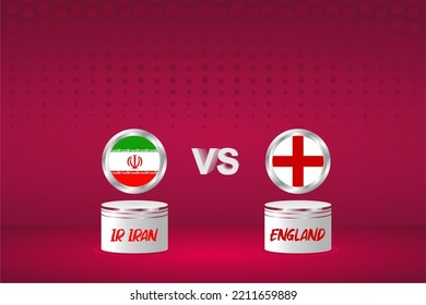 Country Flag Background Ir Iran vs England, 2022 world Football Championship in Qatar. Group Phase Match. Posters, Brochures, vector backgrounds.