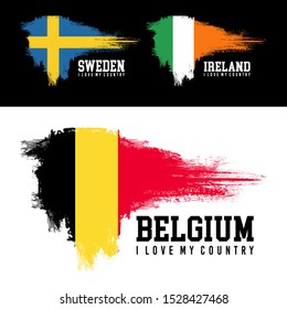 Country Flag Brush Stroke Graphics