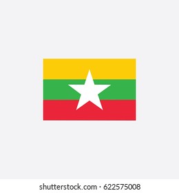 Country Flag of Myanmar Vector Illustration