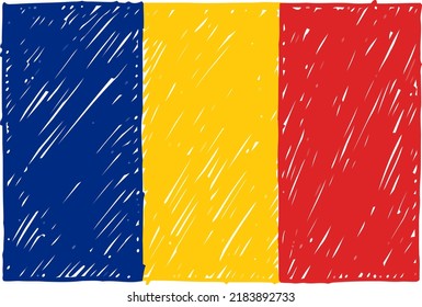 Country Flag Pencil or Marker Sketch Vector