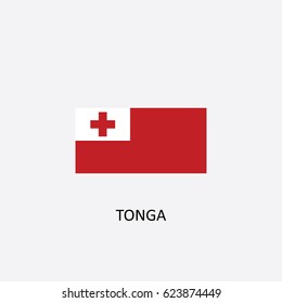 Country Flag of Tonga Vector Illustration

