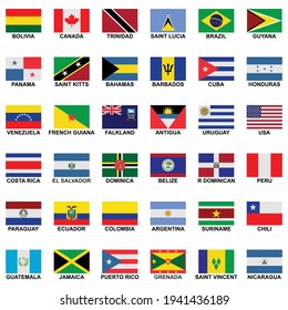 Country Flags America Continent Icon Set Stock Vector (Royalty Free ...