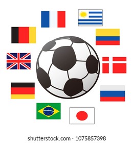 country flags around the soccer ball
