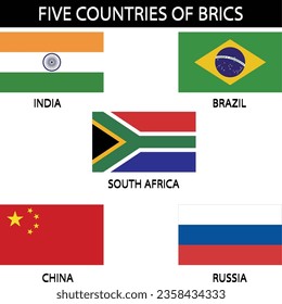 Banderas de países de arte vectorial de Brics