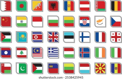 Country flags collection. Vector set of flags of each country (part 3)