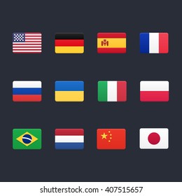 Country Flags icons. Vector illustration
