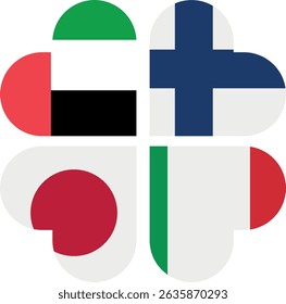 
Country flags in a love