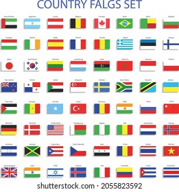 Banderas de país conjunto diseño de ilustración vectorial plano