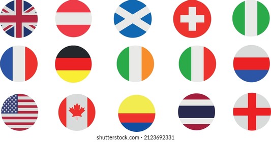 country flags in the shape of circles