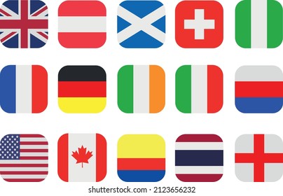 country flags in the shape of tabs
