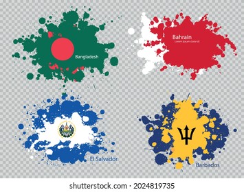  country flags in transparent background 