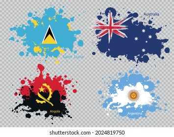  country flags in transparent background 