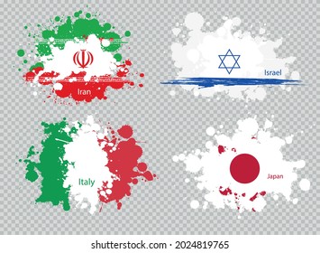  country flags in transparent background 