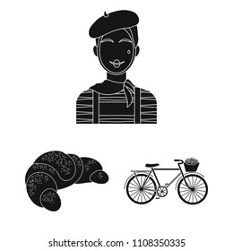 Country France black icons in set collection for design. France and landmark vector symbol stock web illustration.