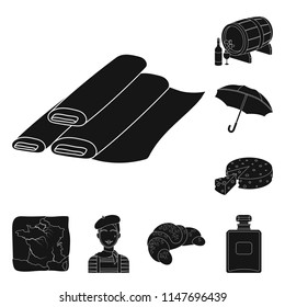 Country France black icons in set collection for design. France and landmark vector symbol stock web illustration.