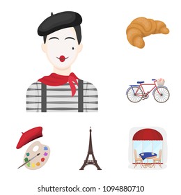 Country France cartoon icons in set collection for design. France and landmark vector symbol stock web illustration.