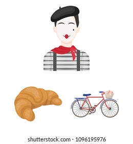 Country France cartoon icons in set collection for design. France and landmark vector symbol stock web illustration.