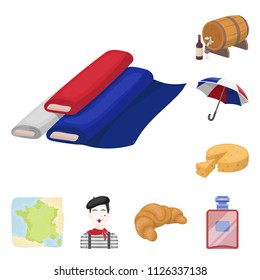 Country France cartoon icons in set collection for design. France and landmark vector symbol stock web illustration.