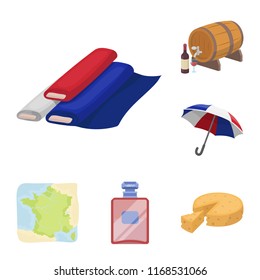 Country France cartoon icons in set collection for design. France and landmark vector symbol stock web illustration.