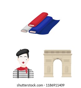 Country France cartoon icons in set collection for design. France and landmark vector symbol stock web illustration.