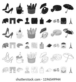 Country France cartoon icons in set collection for design. France and landmark vector symbol stock web illustration.