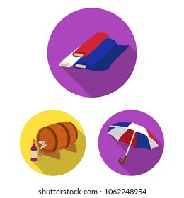 Country France flat icons in set collection for design. France and landmark vector symbol stock web illustration.