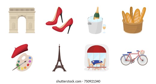 Country France icons in set collection for design. France and landmark vector symbol stock illustration.