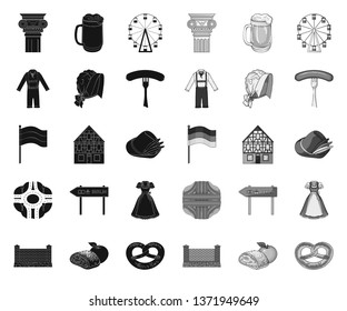 Country Germany black.mono icons in set collection for design. Germany and landmark vector symbol stock web illustration.