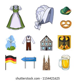 Country Germany cartoon icons in set collection for design. Germany and landmark vector symbol stock web illustration.