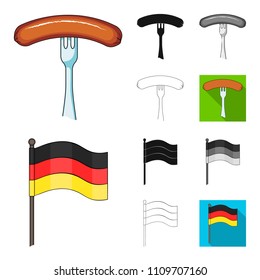 Country Germany cartoon,black,flat,monochrome,outline icons in set collection for design. Germany and landmark vector symbol stock web illustration.