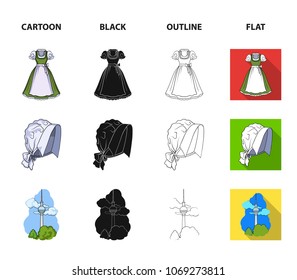 Country Germany cartoon,black,outline,flat icons in set collection for design. Germany and landmark vector symbol stock web illustration.