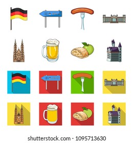 Country Germany cartoon,flat icons in set collection for design. Germany and landmark vector symbol stock web illustration.